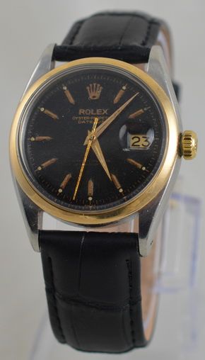 1958 Rolex Oyster Perpetual 18k Gold Bezel & Black Dial