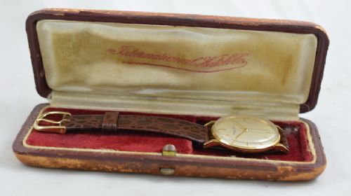 fig 1. 1956 18K IWC Schaffhausen Wristwatch with Box