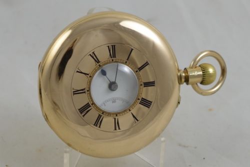 14k Gold Swiss Half Hunter Pocket Watch