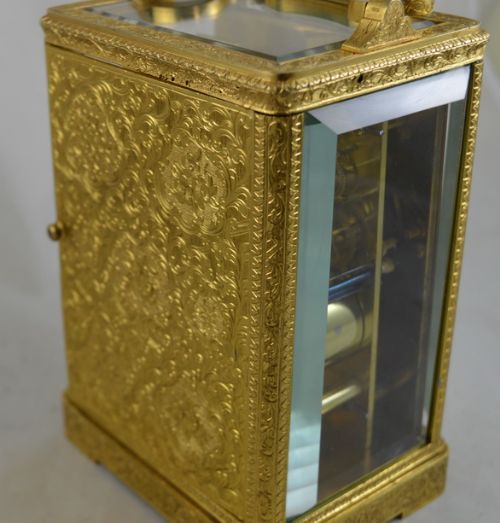 fig 1. Perrin of Paris Early Fully Engraved Carriage Clock