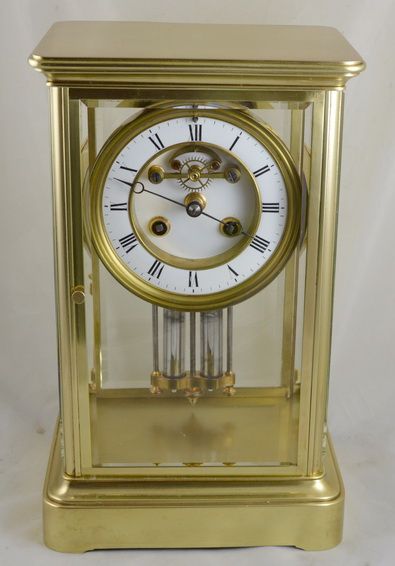 French Four Glass Mantel Clock Retailed by Mappin & Webb of London