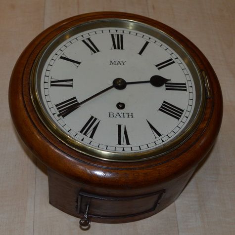 Rare 8" Painted Dial Fusee Wall Clock May of Bath