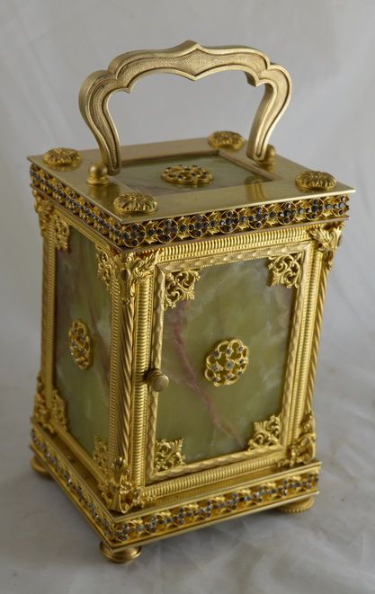 fig 1. A Rare Onyx and Gilt Jewelled Goldsmiths Of London Carriage Clock
