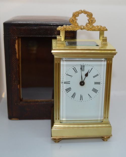 Carriage Clock with Gilded Floral Handle