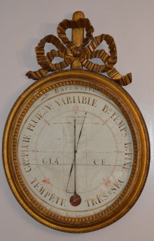 French Large Gilt Wood Early !9th Century Barometer