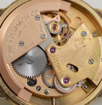 fig 1. 1949 9K Gold Omega 'Bumper' Wristwatch