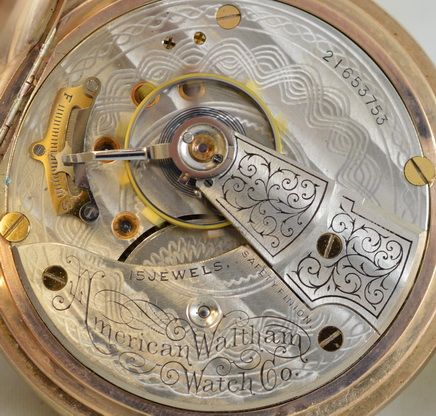 fig 1. 1917 Waltham 9K Gold Pocket Watch