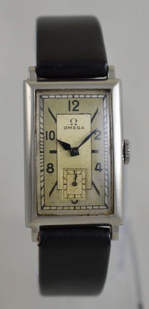 1938 Omega Stainless Steel 'Tank' Wristwatch