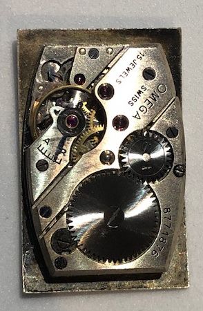 fig 1. 1938 Omega Stainless Steel 'tank' Wristwatch