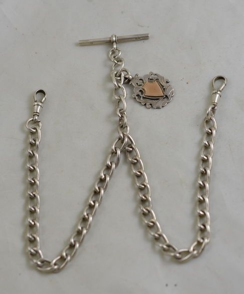 Silver Double Albert Watch Chain