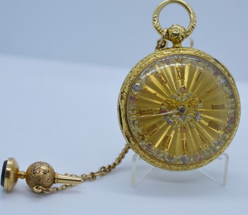 A Very Fine Quality 18k Gold Multi Coloured Gents Pocket Watch