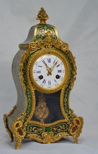 Green Boulle Tortoishell Mantel Clock