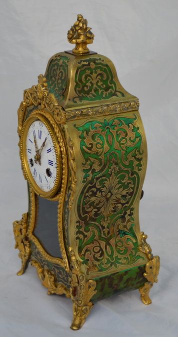 fig 1. Green Boulle Tortoishell Mantel Clock