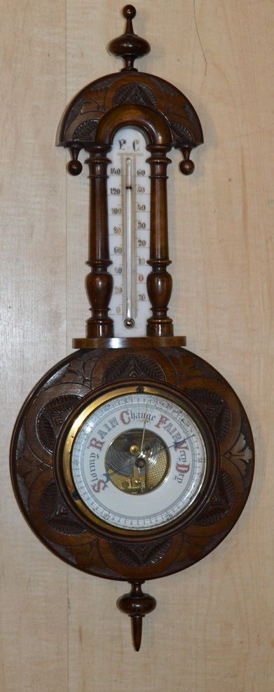 A Victorian Carved Aneroid Barometer