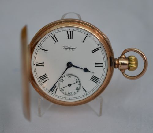 Full Hunter 9 K Gold Waltham Pocket Watch