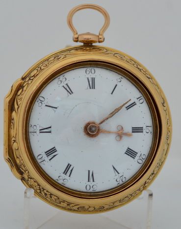 Henry Neve, London 22k Gold Repousse Pair Case Georgian Pocket Watch