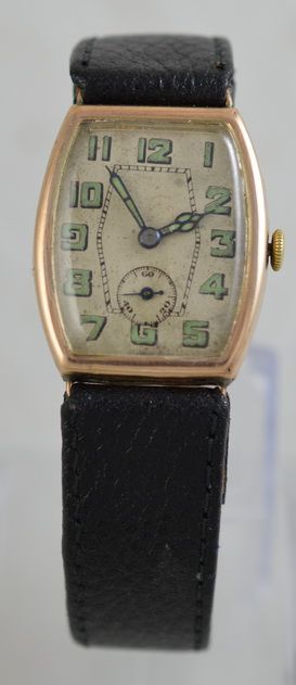 1936 9k Gold Tonneau Wristwatch