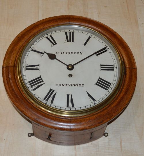 H Gibson of Pontypridd Welsh Fusee Dial Wall Clock