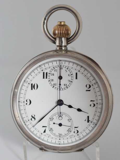 Silver Gents Chronograph 1920 Pocket Watch