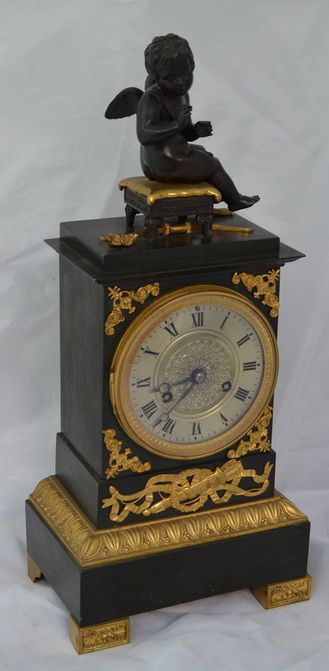 French Cherub Bronze & Ormolu Mantel Clock