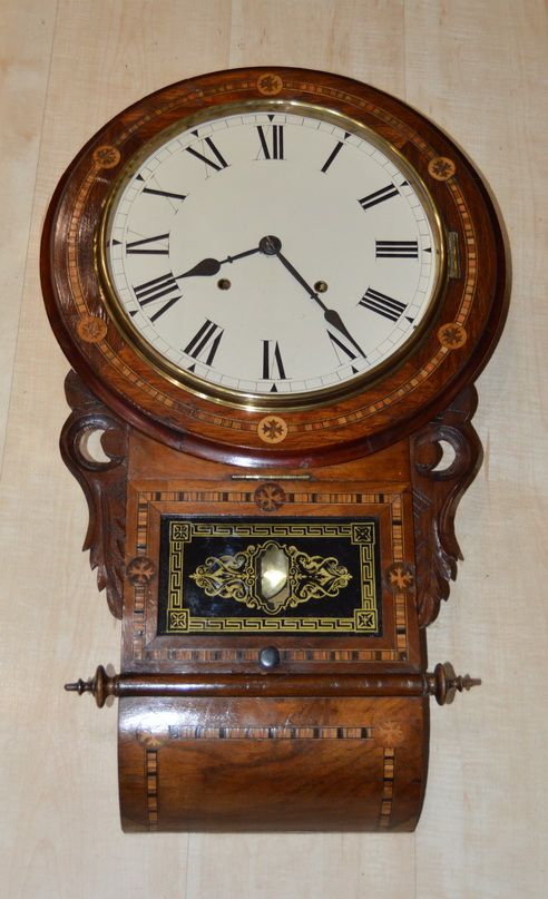 Marquetry Inlaid Dropdial Wall Clock