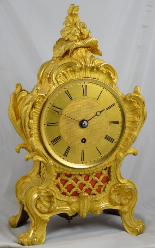 Viner of London Georgian Rococo Fusee Gilded Bronze Mantel Clock