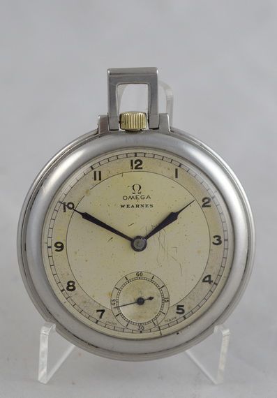 1937 Omega Steel Pocket Watch Retailed by Wearnes