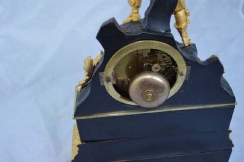 fig 1. French Gilt Ormolu and Bronze Slim Mantel Clock