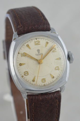 fig 1. 1950s Tudor 'Cushion' Cased Wristwatch