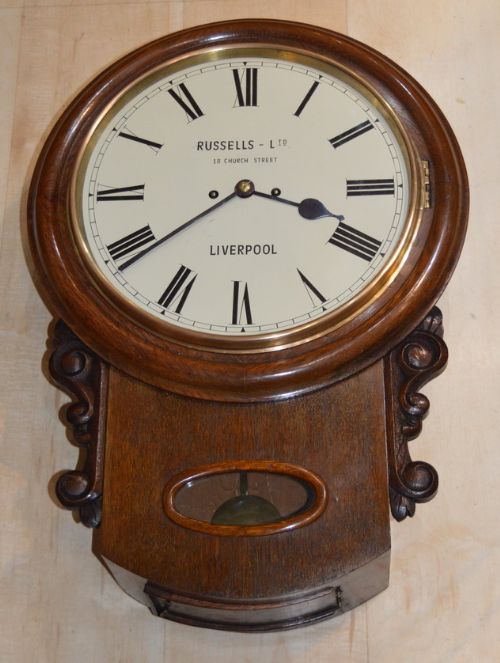 Russells of Liverpool Rarer Double Fusee Striking Wall Clock