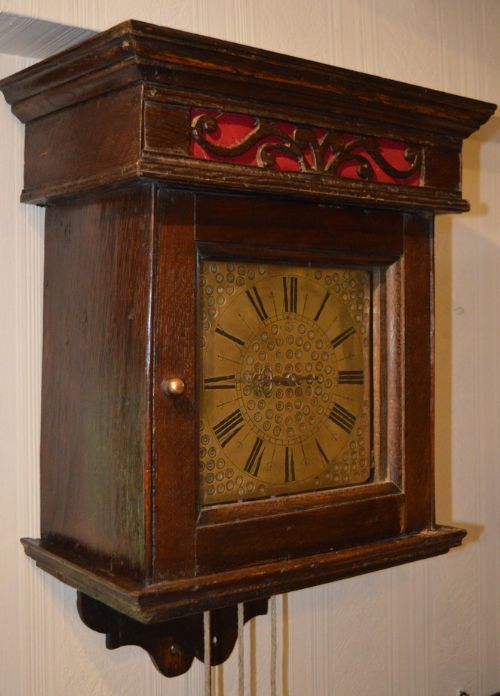Rare Quaker Hooded Wall Clock C. 1710