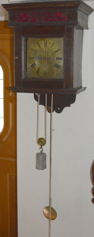 fig 1. Rare Quaker Hooded Wall Clock C. 1710