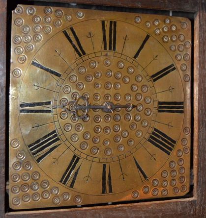 fig 2. Rare Quaker Hooded Wall Clock C. 1710