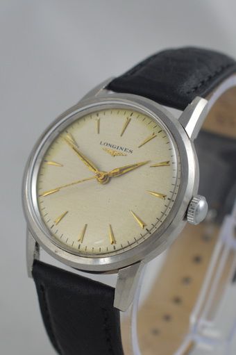 fig 1. 1958 Longines Stainless Steel Wristwatch