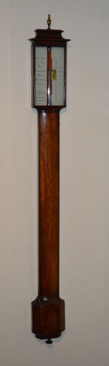 Georgian Bow Fronted Stick Barometer Stott, Dumfries