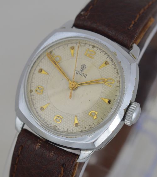 fig 1. 1950s Tudor 'Cushion' Cased Wristwatch