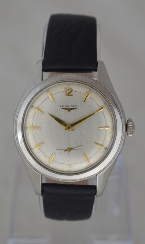1957 Longines Oversized Stainless Steel Wristwatch 37.5mm