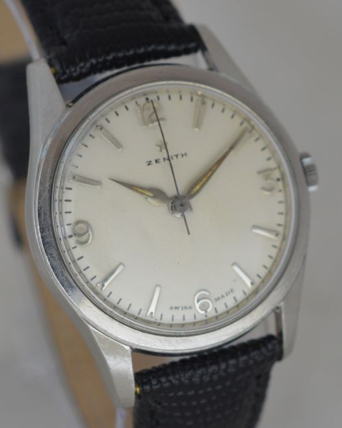 fig 1. 1955 Zenith Stainless Steel Wristwatch