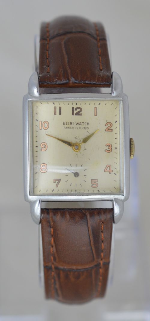 1950s Bieri Watch 'Tank' Style Wristwatch