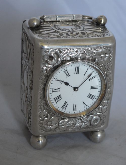 Victorian Silver 1894 Small Carriage Clock