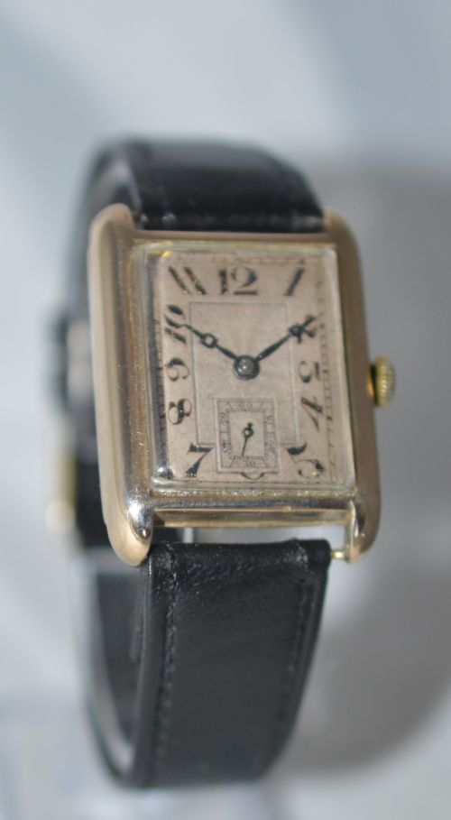 1926 Art Deco Period 'Tank' 9k Gold Wristwatch