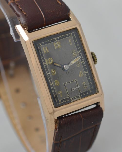 fig 1. 1943 9K Gold 'Tank' Wristwatch