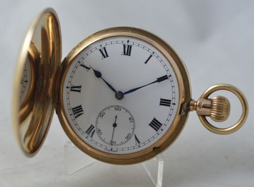 1929 9k Gold Full Hunter Pocket Watch, Stauffer, Iwc