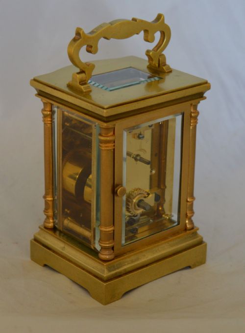 fig 1. Brass Carriage Clock With Blue Numerals