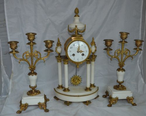 French Candelabra Clock Set