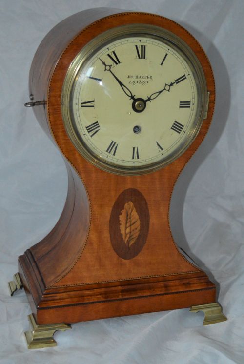 John Harper London Georgian Satinwood Balloon Fusee Clock