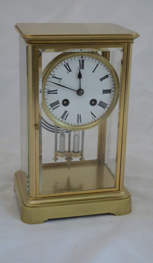 French Four Glass Mercury Pendulum Mantel Clock