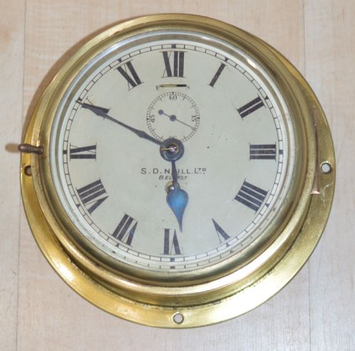 Brass Ships Clock Sd Neill Ltd, Belfast