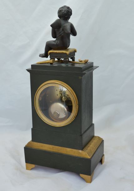 fig 1. Slim Gilt and Bronze Mantel Clock