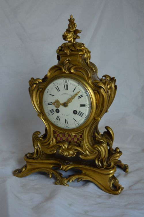 J B Baillon of Paris Gilt Bronze Mantel Clock